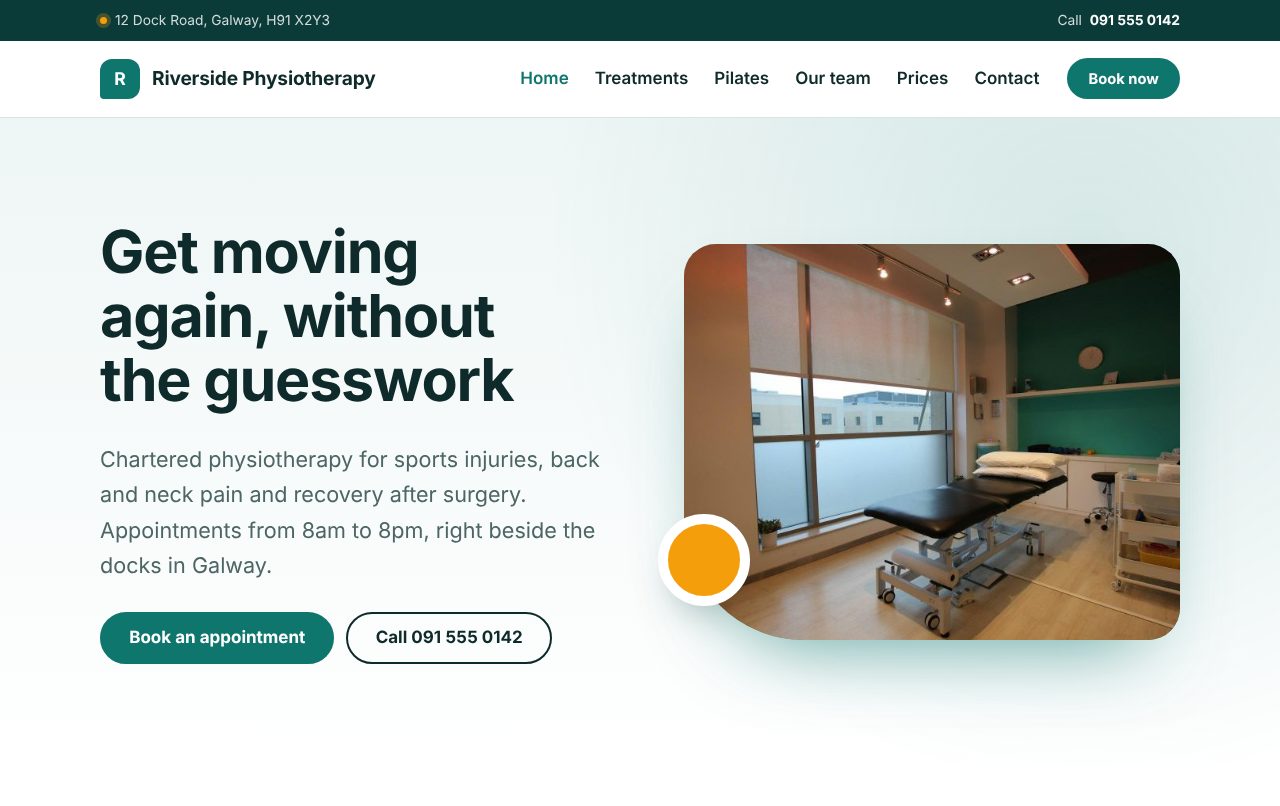 A sample home page in the Meridian design (clean, clinical, rounded)