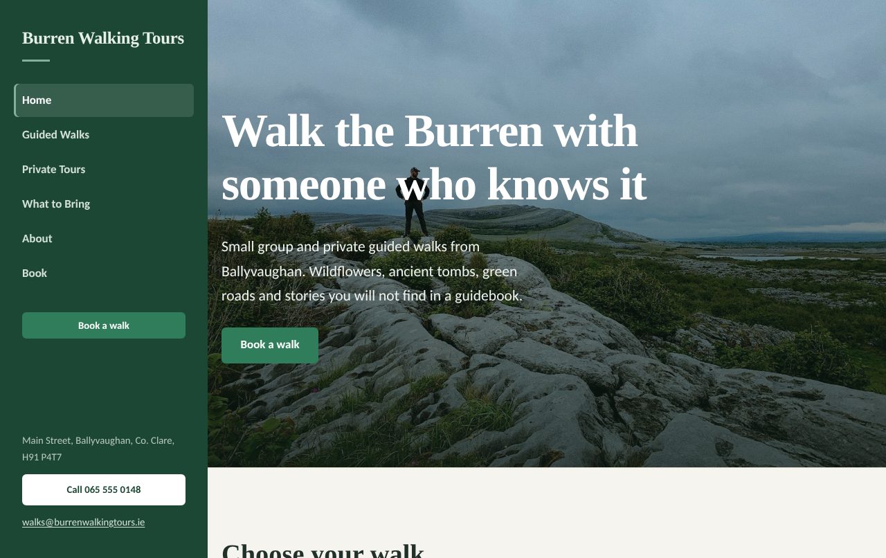 A sample home page in the Wayfarer design (sidebar, outdoorsy)